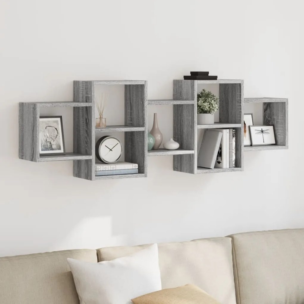 Mensola A Muro Grigio Sonoma 129x18x42 Cm İn Truciolato /
