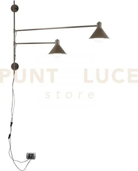 Applique a parete duetto regolabile corten 2 luci attacco e27 154x2...