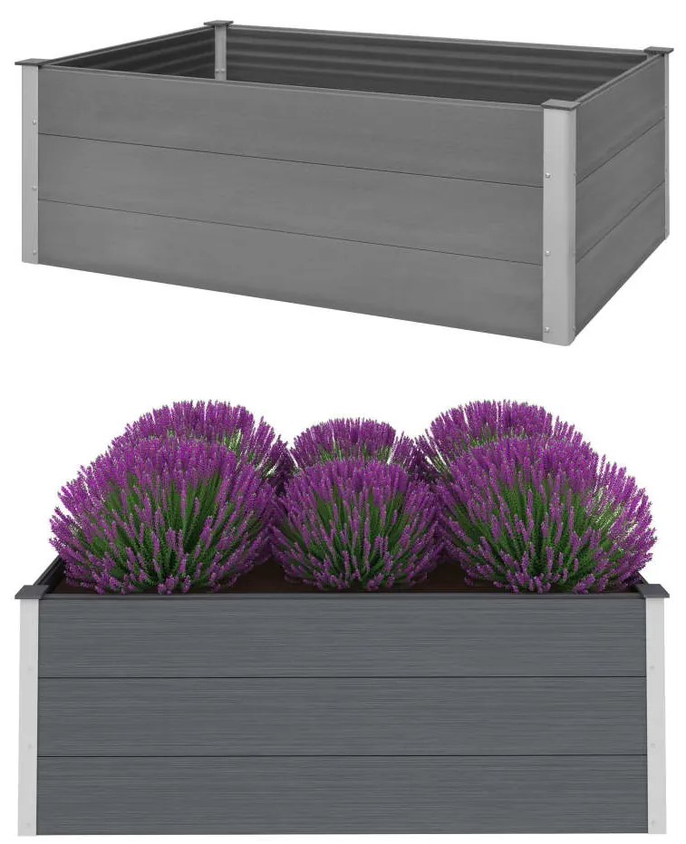 Letto Rialzato Da Giardino İn Wpc 150x100x54 Cm Grigio /