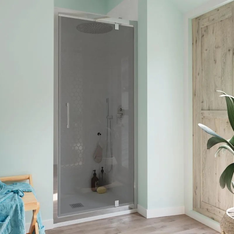 Porta doccia saloon L 76-80 cm x H 190 cm per nicchia in vetro fumè SP. 6 mm, profilo lucido cromo, serie Bilbao