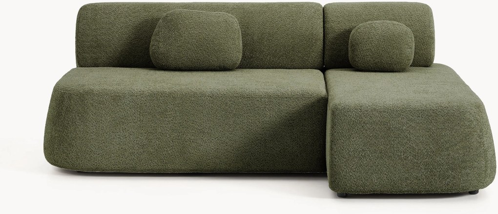 Divano angolare letto in teddy-bouclé con contenitore Pao