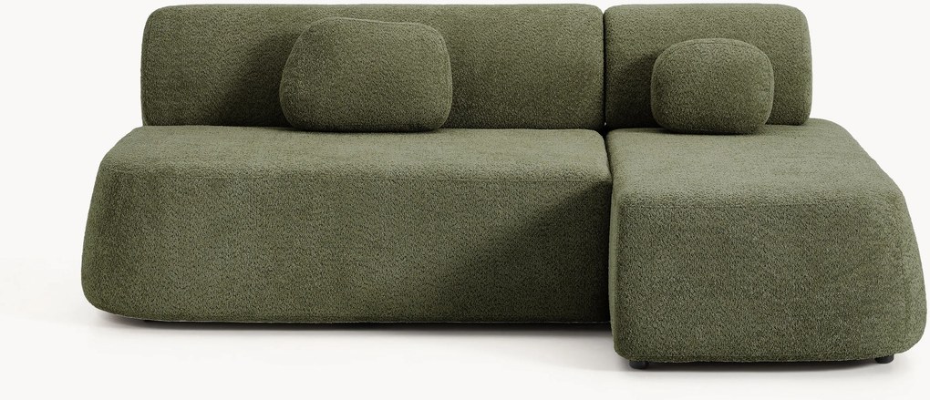 Divano letto angolare 2 posti in teddy-bouclé Pao