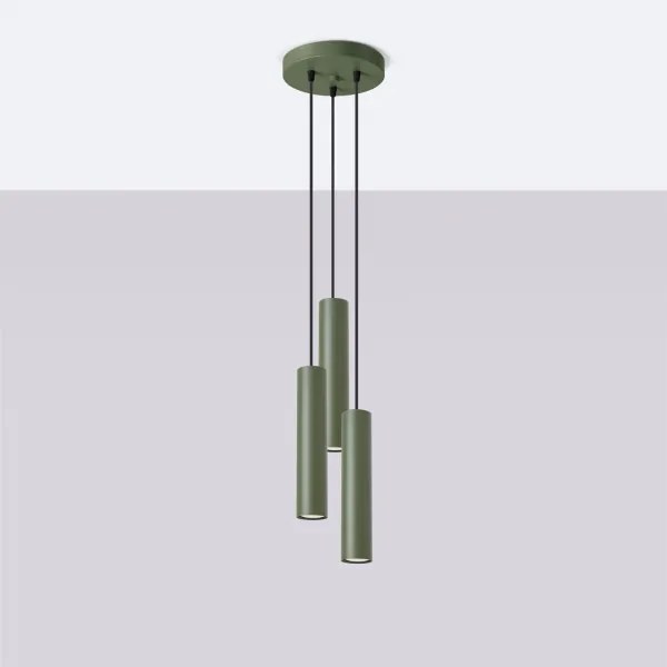 Sollux SL.1487 - Lampadario a sospensione con filo LAGOS 3xGU10/10W/230V verde