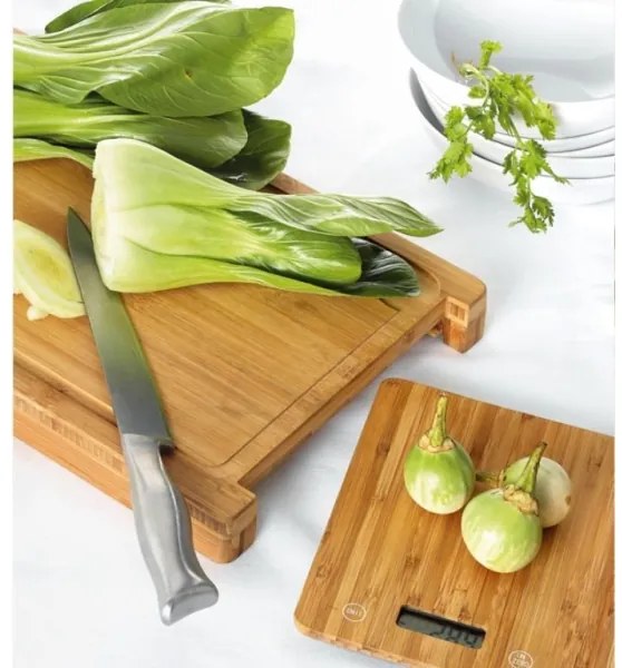 Bilancia da cucina digitale 1xCR2032 + tavola di bambù