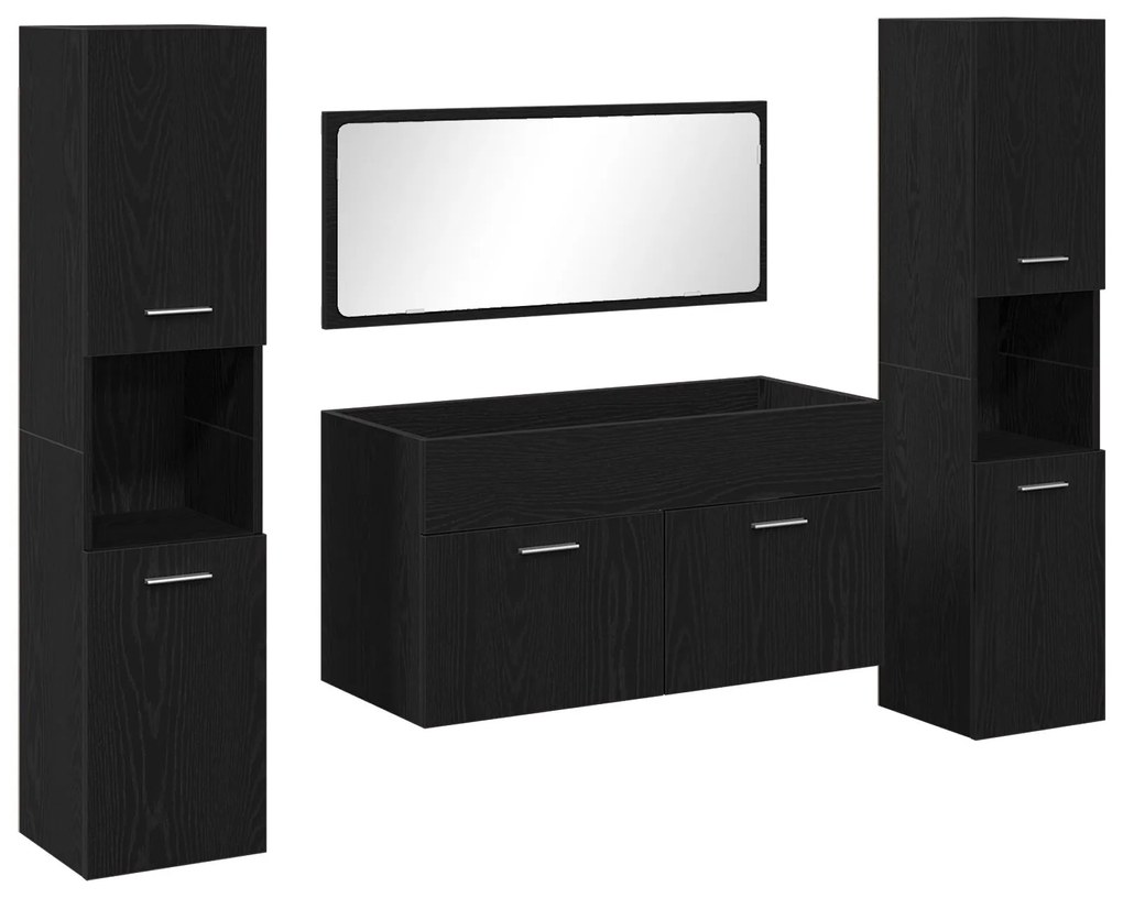 Set di mobili per bagno set di 3 rovere nero legno resistente