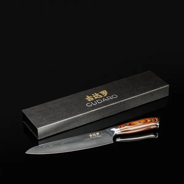 Gudaro - Coltello da chef in acciaio damasco FENG 8", 67 strati d'acciaio, lunghezza 20 cm