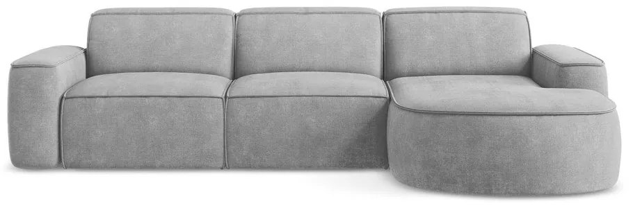 Divano angolare grigio chiaro (con penisola a destra/con chaise lounge) con rivestimento in ciniglia Omao – Makamii