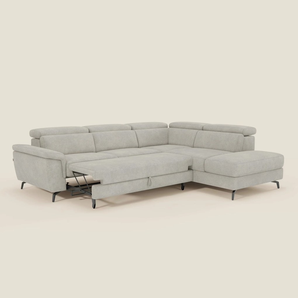 Estro Divano angolare estraibile - poggiatesta reclinabili in tessuto impermeabile T14 panna