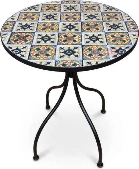 Set Bistrot Tavolo Maioliche D60xH75 Con 2 Sedie Pieghevoli Fiocco