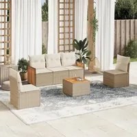 Set Divano da Giardino 6 pz con Cuscini Beige in Polyrattan 3227535