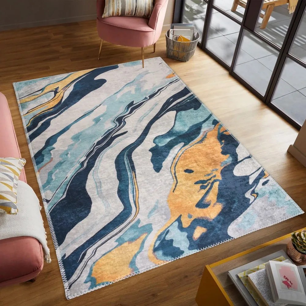 Passatoia gialla e blu lavabile 80x200 cm Colors of Joy – Vitaus