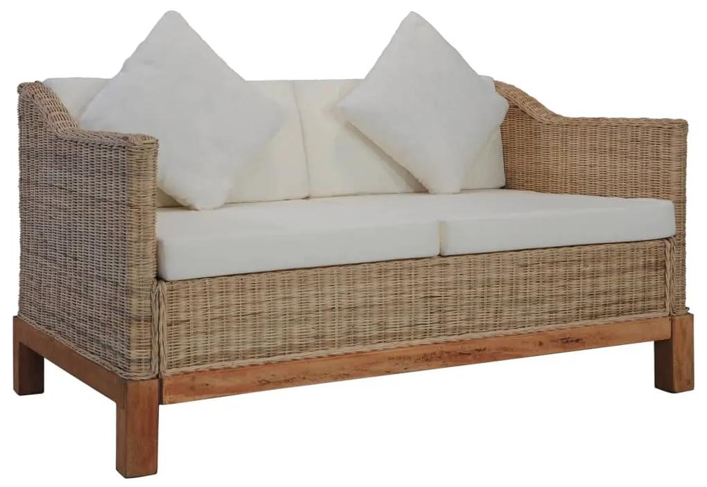 Set di divani 2 pz con cuscini in rattan naturale