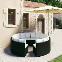 Set Divani da Giardino 8 pz con Cuscini in Polyrattan Nero cod mxl 36160