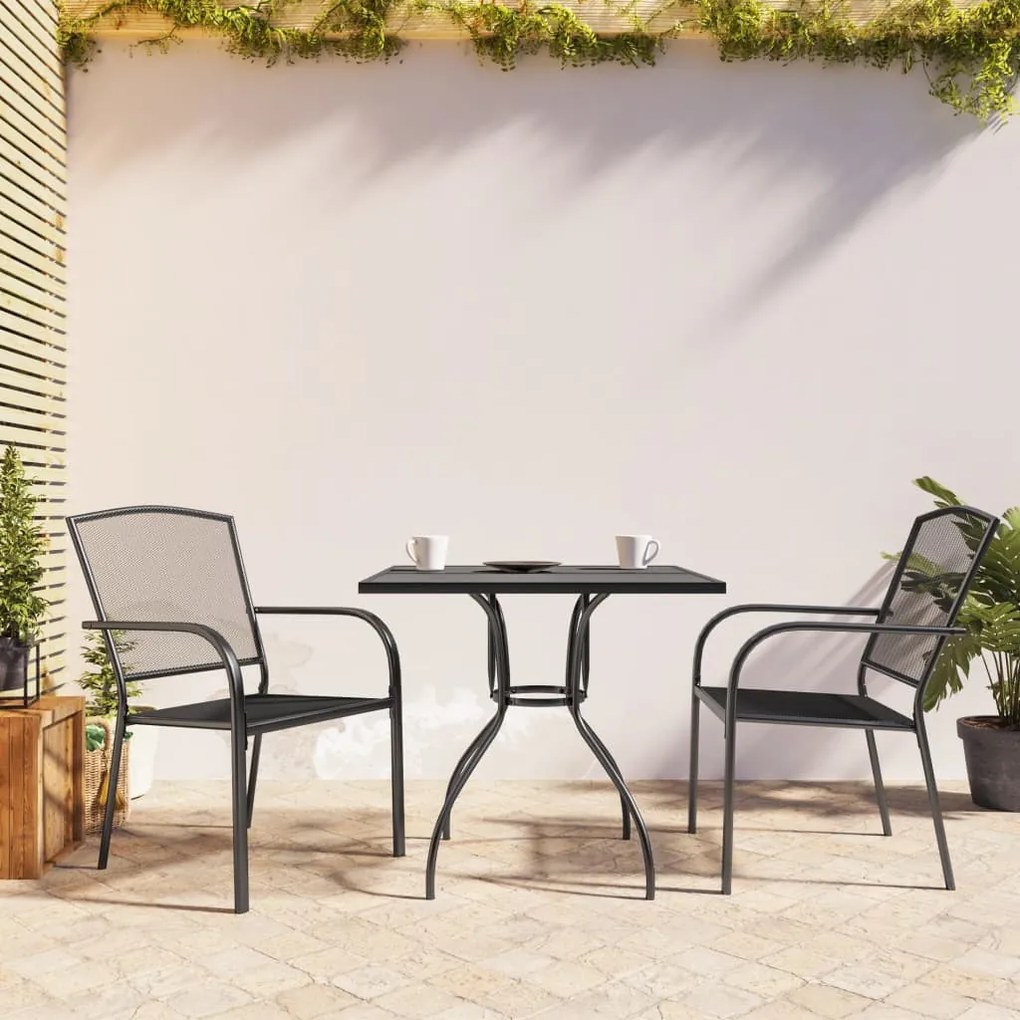 Set Da Pranzo Da Giardino 3 Pz İn Acciaio Antracite /