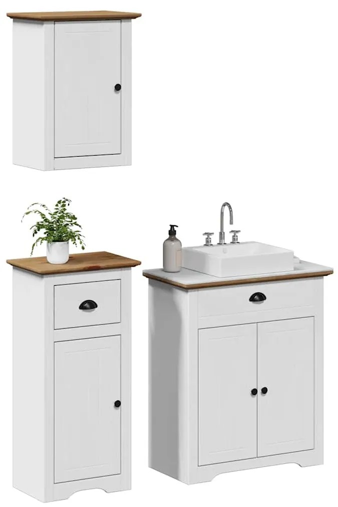 Set Mobili Da Bagno 3 Pz Bodo İn Legno Massello Di Pino /
