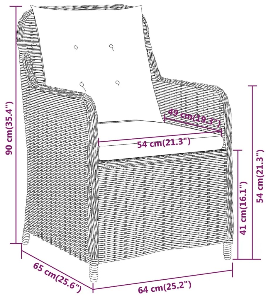 Set Mobili da Pranzo per Giardino 3 pz Nero