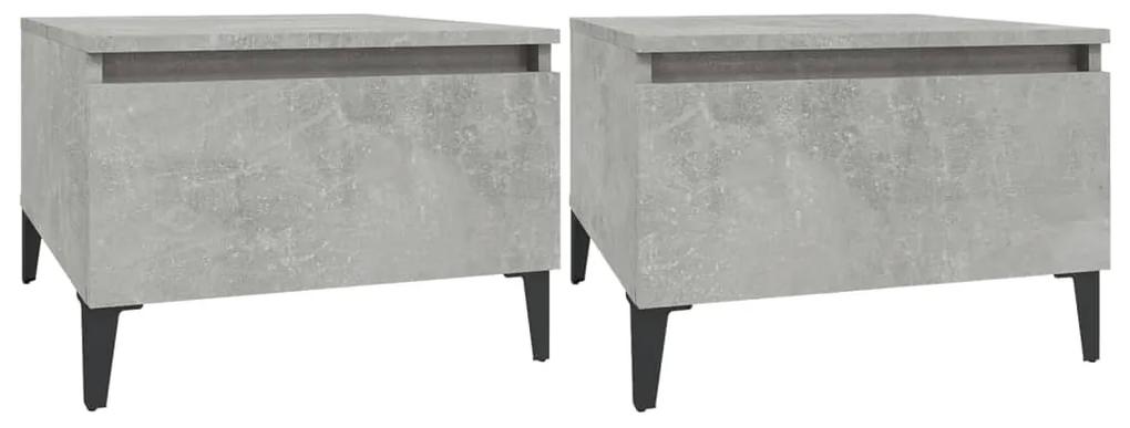 Tavolini 2pz grigio cemento 50x46x35 cm in legno multistrato