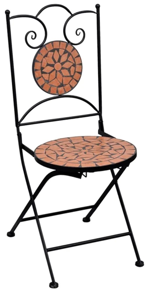 Set bistrò 3 pz con mosaico in ceramica terracotta