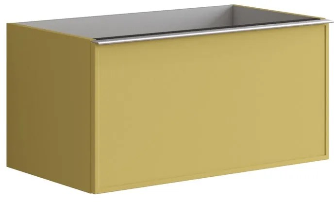 Mobile da bagno sotto lavabo Pixel frame giallo sole e maniglia alluminio brillante laccato L 80 x H 40 x P 45.5 cm 2 cassetti, lavabo non incluso