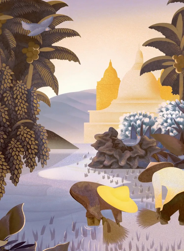 Arte International Carta da parati panoramica Hills Of Sapa - Twilight