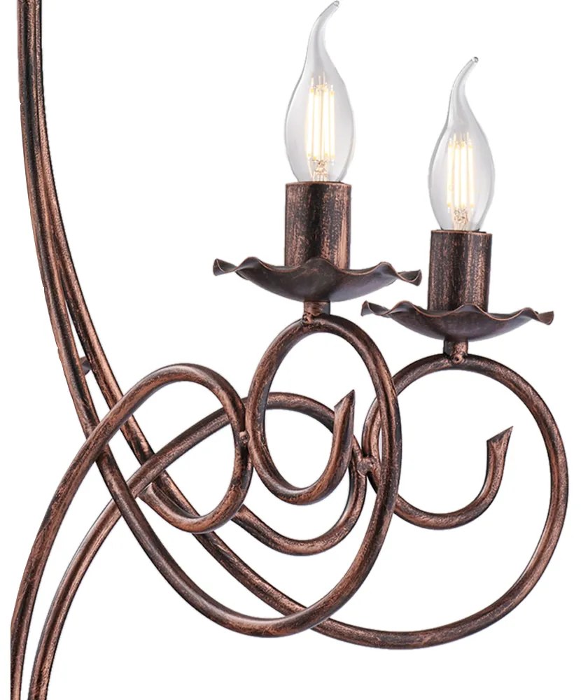 Lampadario Provenzale Candelabro Alma 5 Luci Ferro Battuto Nero E Rame