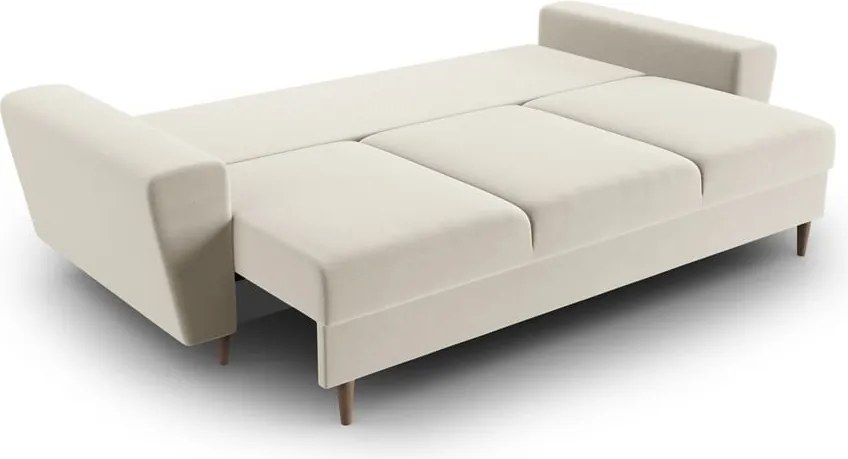 Divano beige allungabile e con contenitore con rivestimento in velluto 235 cm Kyoto – Cosmopolitan Design