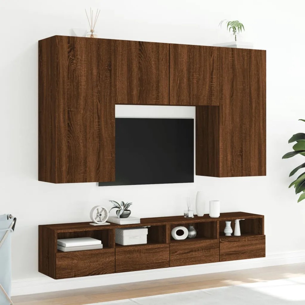 Mobile tv a parete rovere marrone 80x30x30 cm legno multistrato