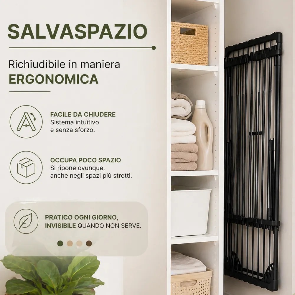 Stendibiancheria Allungabile 108-182 cm Stendino Salvaspazio Capacità 20 kg Estensibile in Ferro e PP Nero...
