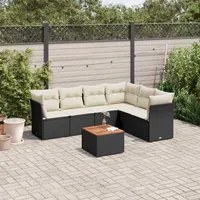 Set Divani da Giardino con Cuscini 7pz Nero Polyrattan 3223655