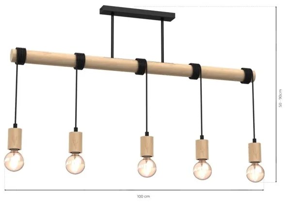 Lampadario a plafone VIGA 5xE27/60W/230V legno