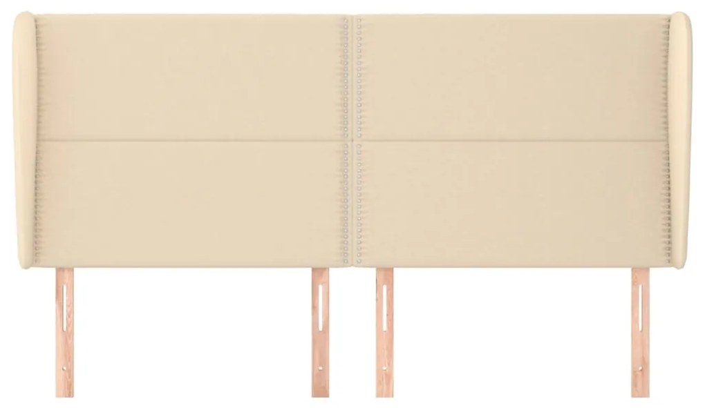 Testiera ad orecchio crema 203x23x118/128 cm in tessuto