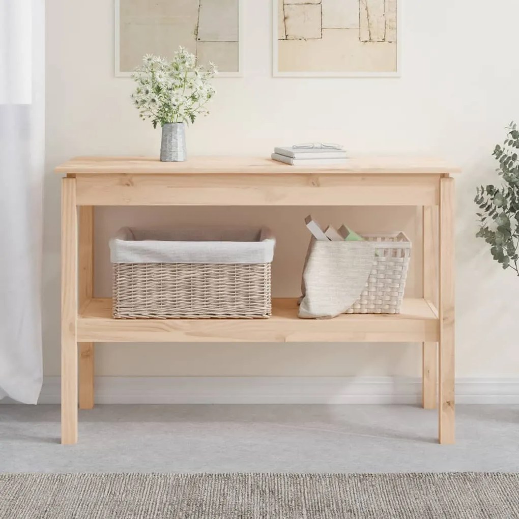 Tavolo Consolle 110x40x75 Cm İn Legno Massello Di Pino /