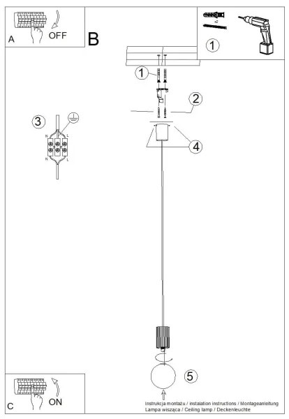 Sollux SL.1719 - Lampadario a sospensione con filo HALO 1xG9/8W/230V diametro 12 cm color crema
