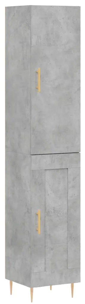 Credenza grigio cemento 34,5x34x180 cm in legno multistrato