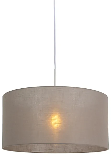 Lampada a sospensione nera paralume color tortora 50 cm - COMBI 1