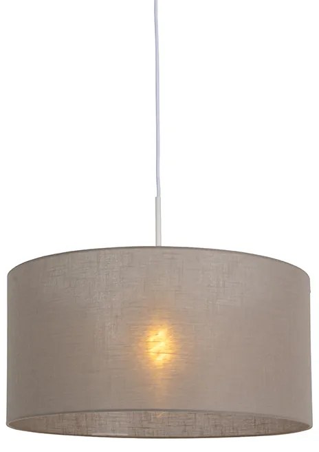 Lampada a sospensione rustica bianca con paralume tortora 50 cm - Combi 1