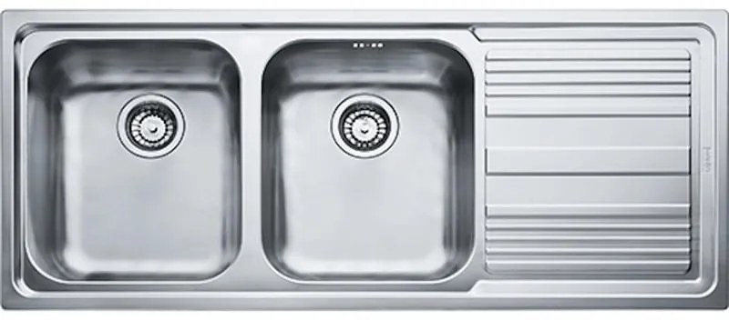 Lavello integrato 2 vasche in inox argento FRANKE Logica line L 50 x L 116 cm