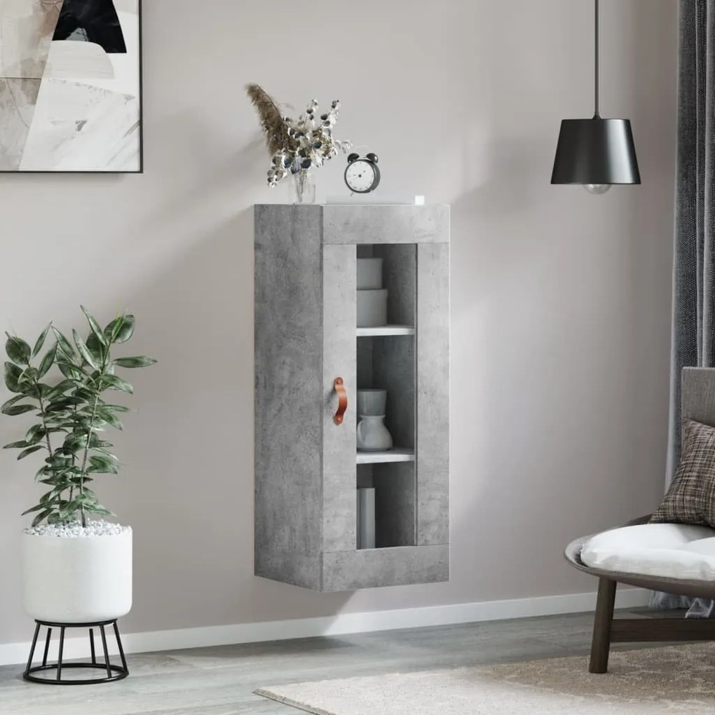 Mobile a parete grigio cemento 34,5x34x90 cm