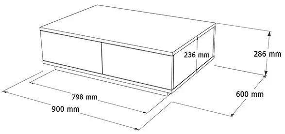 Tavolino Basso Da Salotto 90x60x28 Con Vani Interni Bianco E Rovere Frame