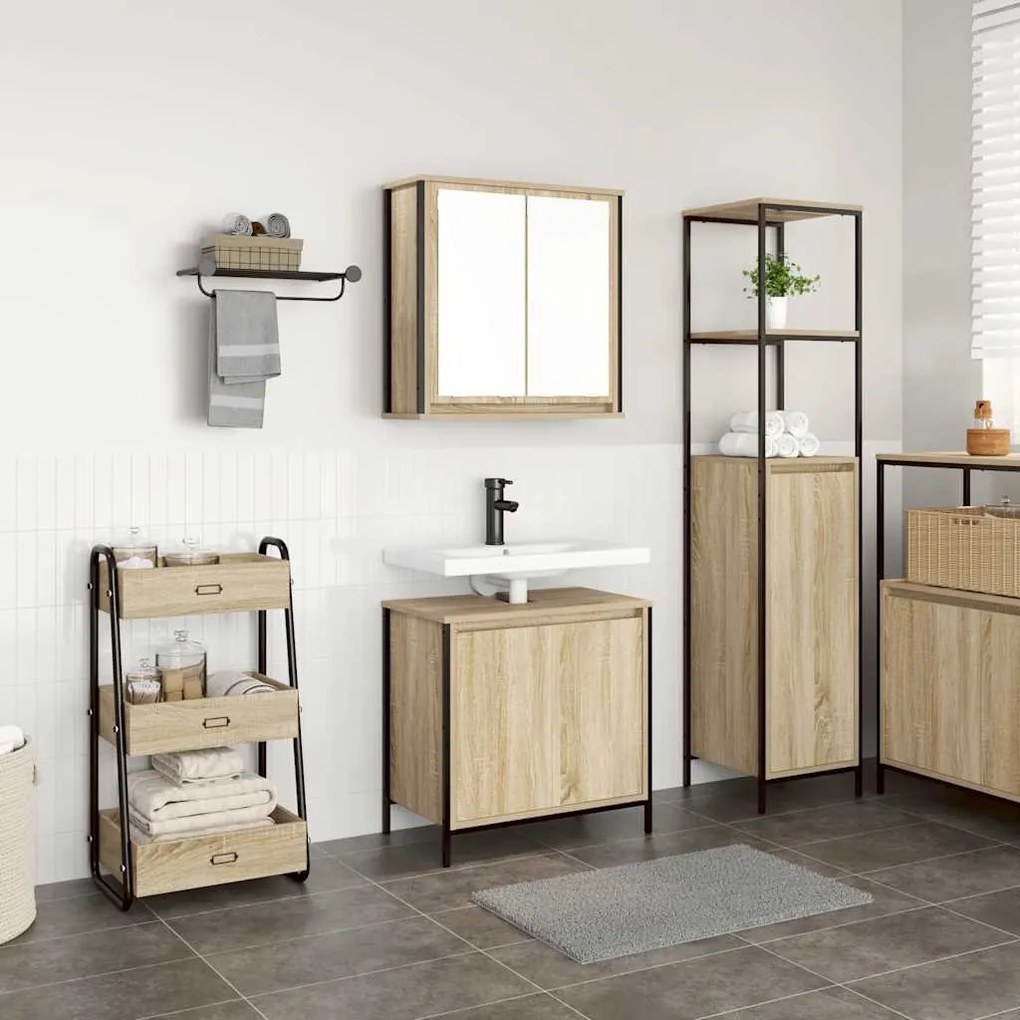Set Mobili Da Bagno 2 Pz Rovere Sonoma İn Legno Multistrato /