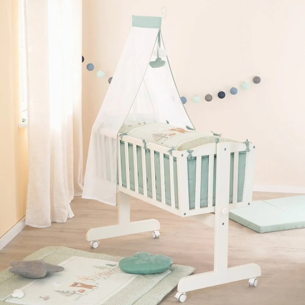 Set copripiumino e federa da bambini verde chiaro in cotone per culla 80x80 cm Woodland Buddies – Roba