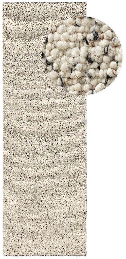 benuta Pure Tappeto passatoia in lana Patch Bianco & Nero 80x250 cm - Tappeto fibra naturale