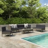 Set Divani da Giardino 9 pz con Cuscini in Polyrattan Grigio cod mxl 37965