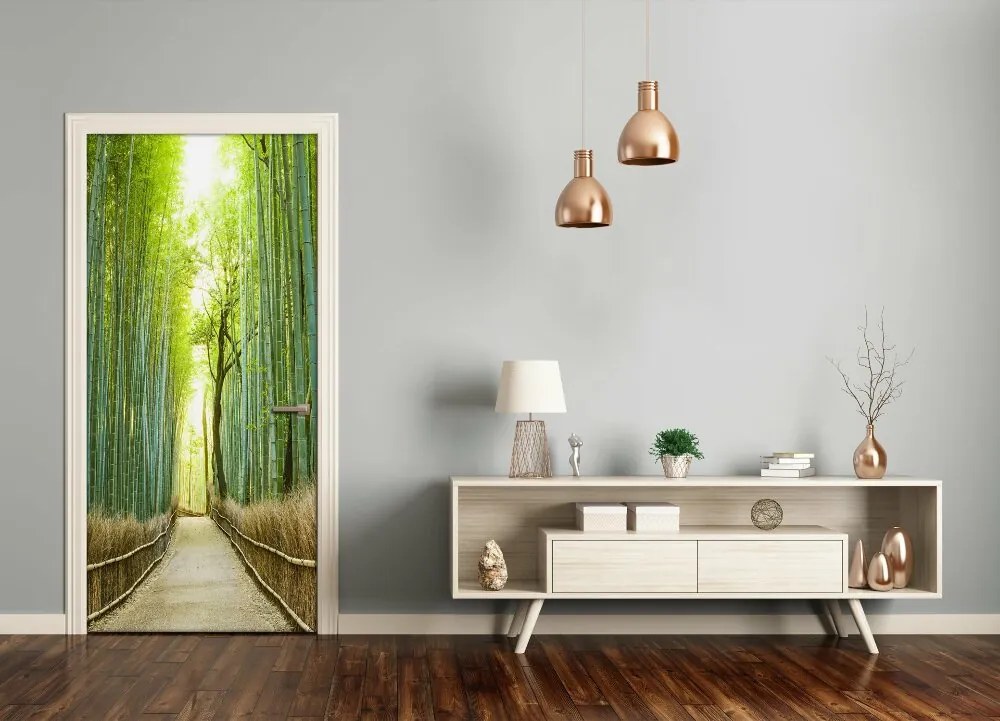Poster adesivo per porta Foresta di bamboo 95x205 cm