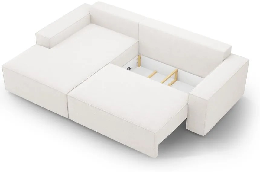 Divano letto angolare bianco in tessuto bouclé (angolo sinistro) Jodie - Micadoni Home