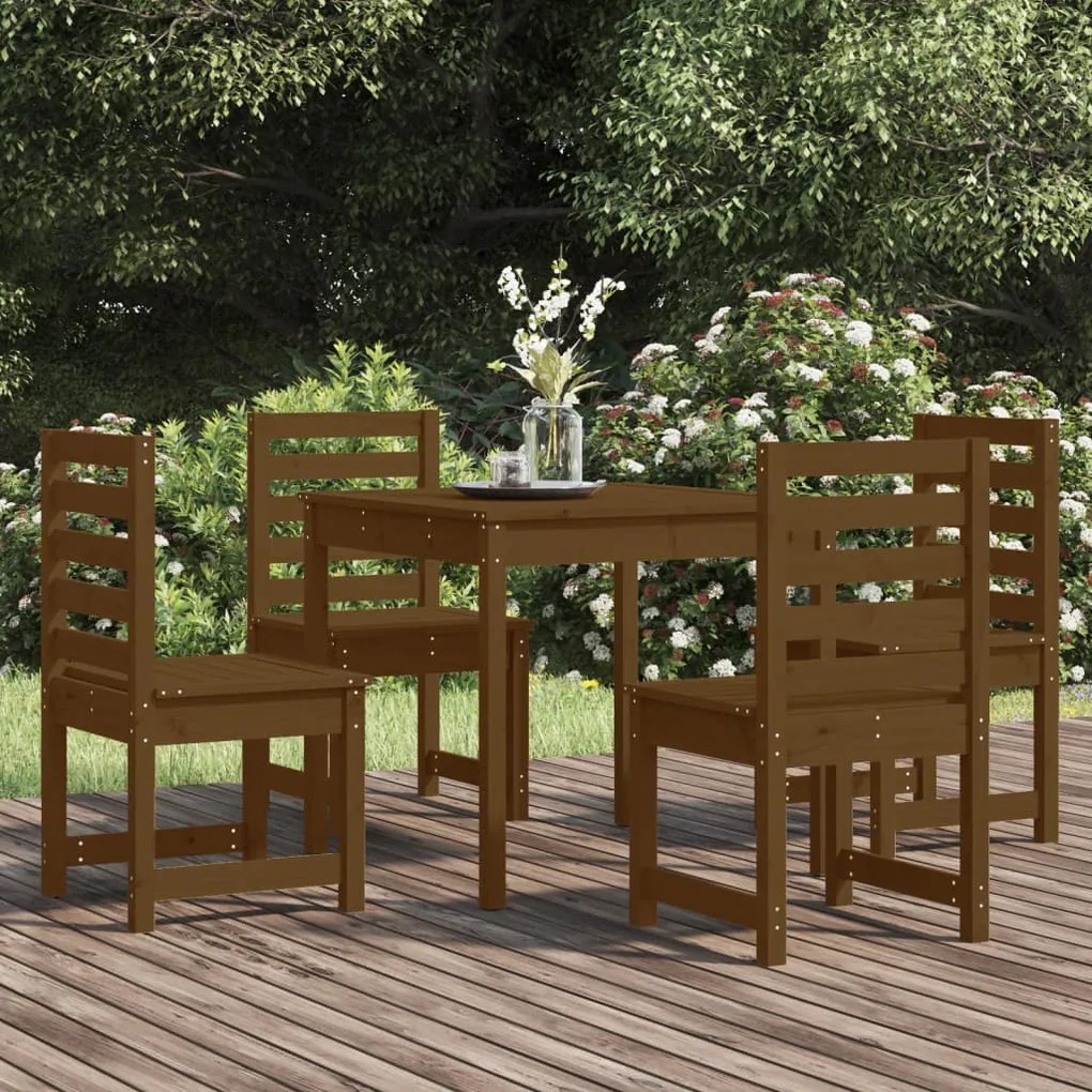 Set da Pranzo da Giardino 5 pz Miele in Legno Massello di Pino