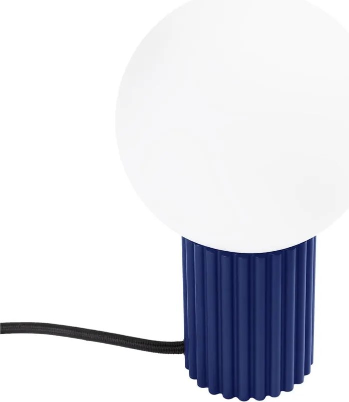 Lampada da tavolo blu scuro con paralume in vetro (altezza totale 19 cm) Orbital – Sollux