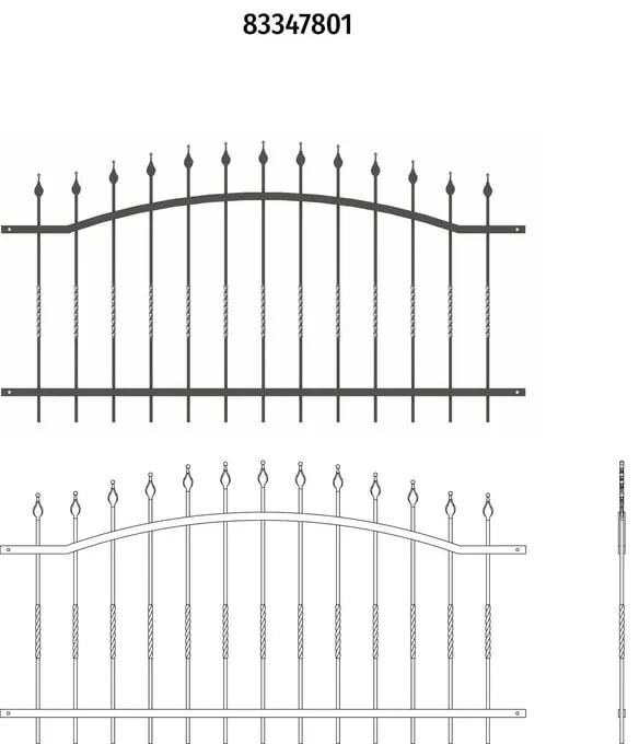 Recinzione palizzata ad arco in ferro verniciato nero L 196 x H 106 cm