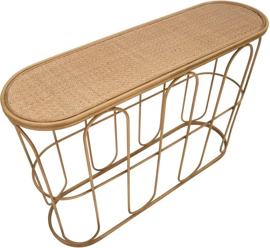 Tavolo consolle di colore naturale in rattan 32x110 cm Samui – Mauro Ferretti