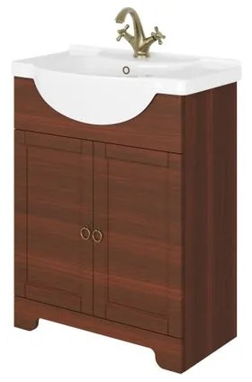 Mobile sottolavabo e lavabo Romantica noce L 65 x H 81.5 x P 31.5 cm, 2 ante